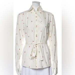 Gucci cherry GG logo belted button down - size XS 38